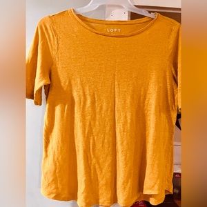 Loft Mustard Yellow Linen T-shirt